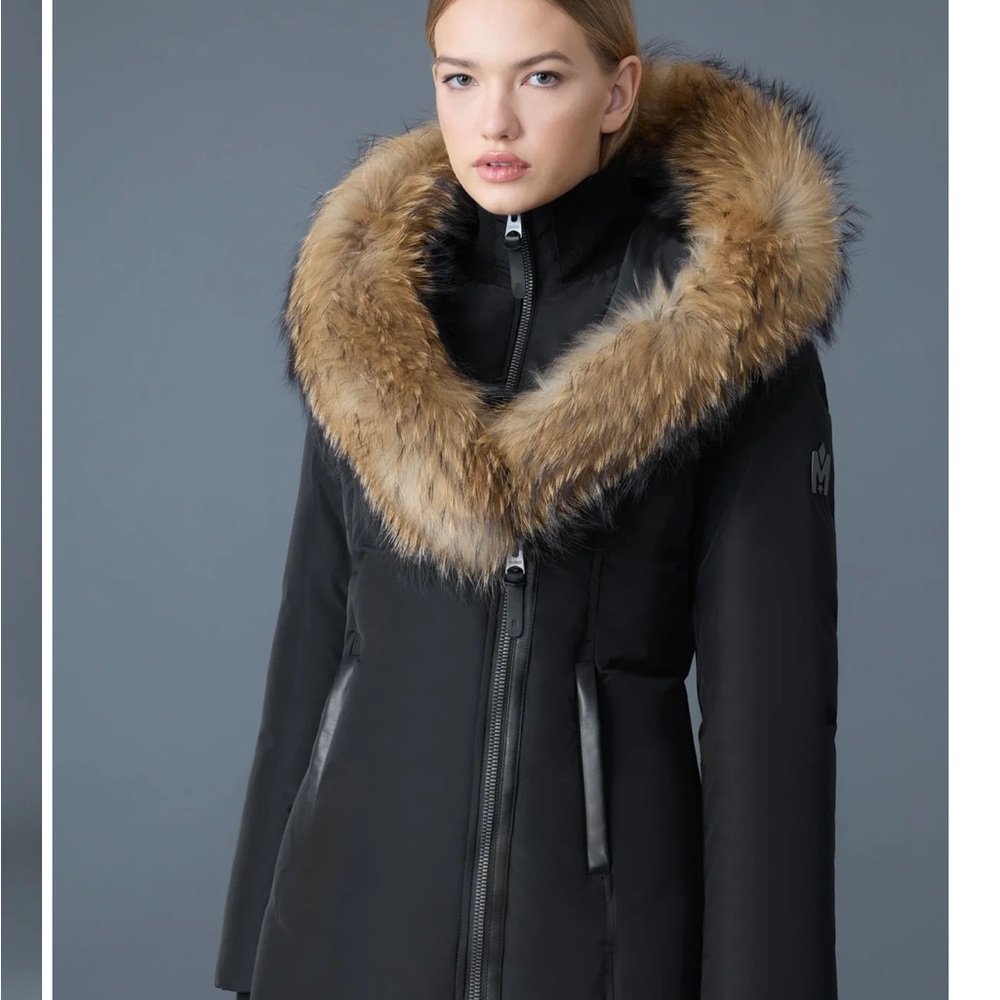 Mackage Black Jacket with Fur Trim